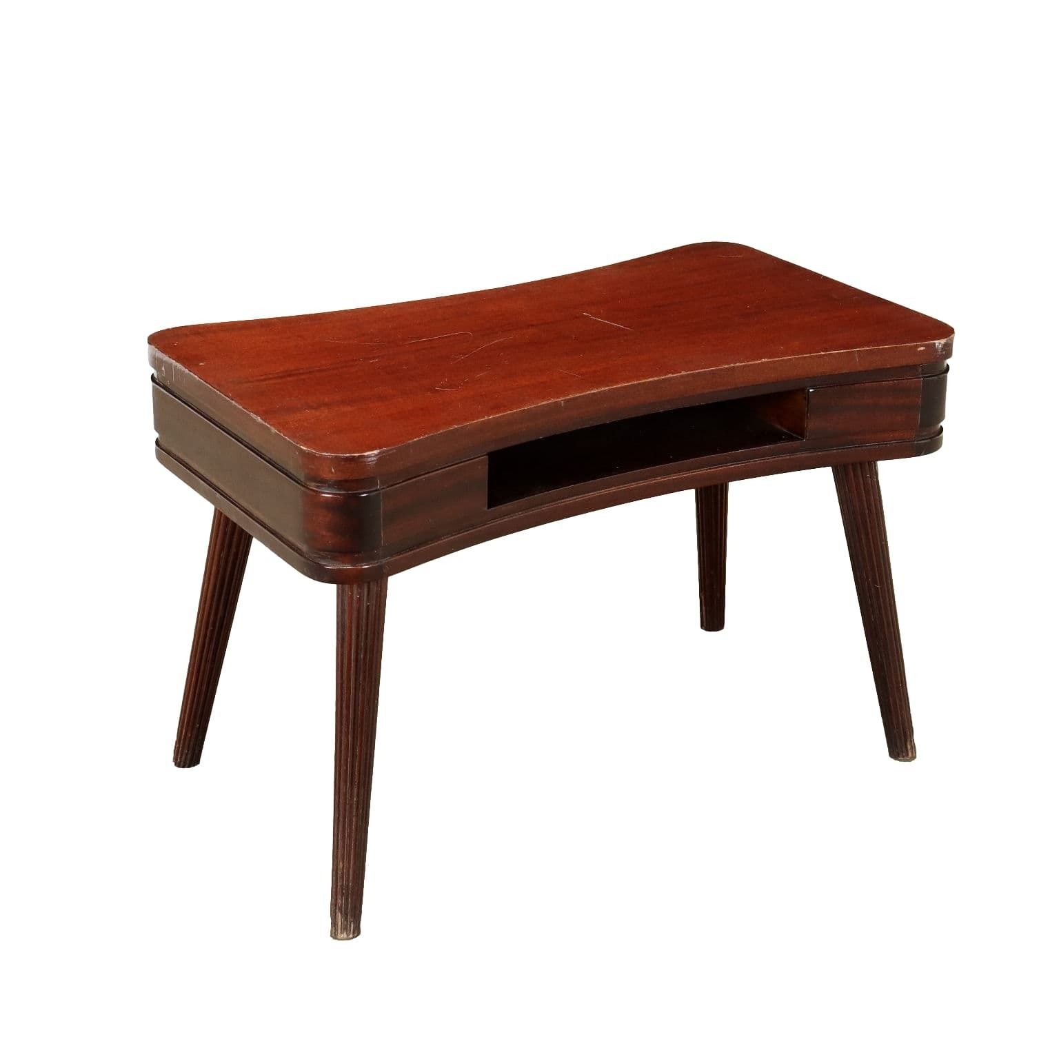 Vintage Table From The 50s 60s Mahogany Veneered Wood Painted Beech