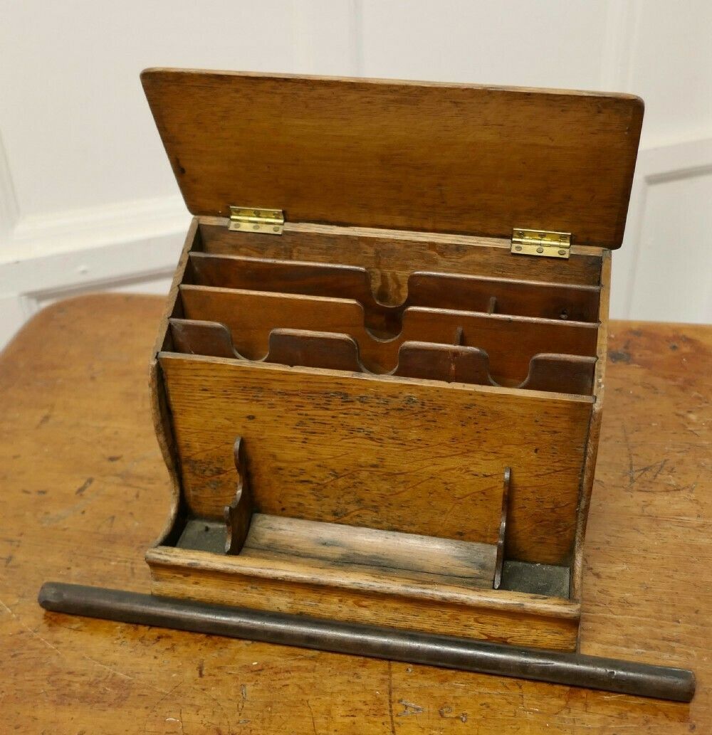 A Good Old Oak Stationary Or Letter Box, With Pen Holder photo for sale