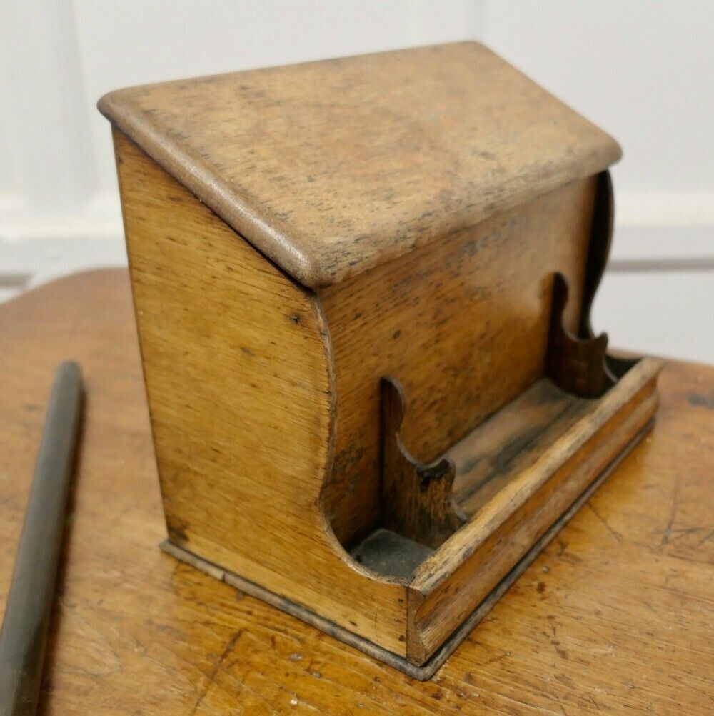 A Good Old Oak Stationary Or Letter Box, With Pen Holder photo vinterior