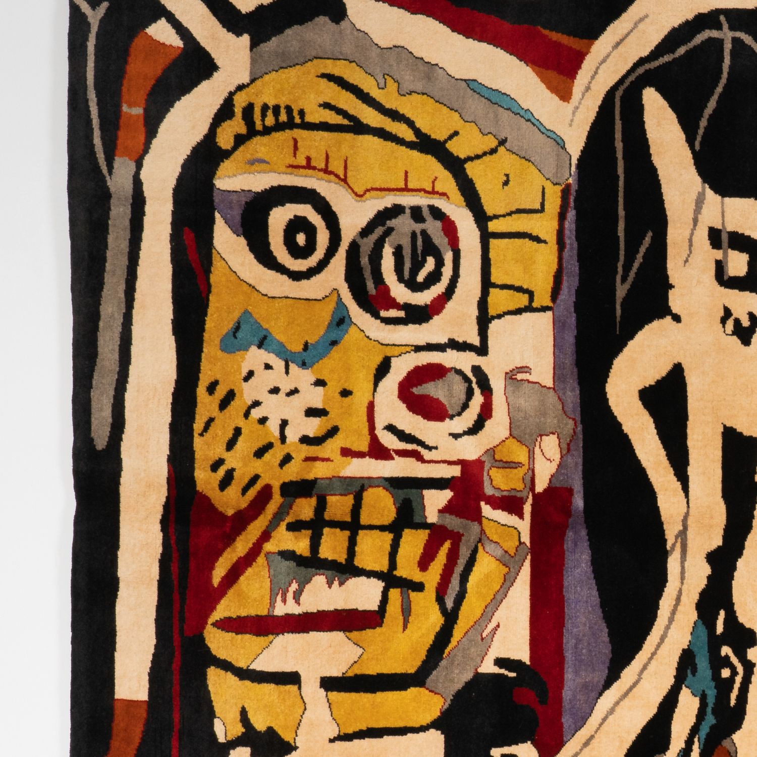 D’après	Jean Michel	Basquiat,	Tapis,	Ou	Tapisserie, « Têtes	De	Poule ».	Travail	Contemporain photo Textiles