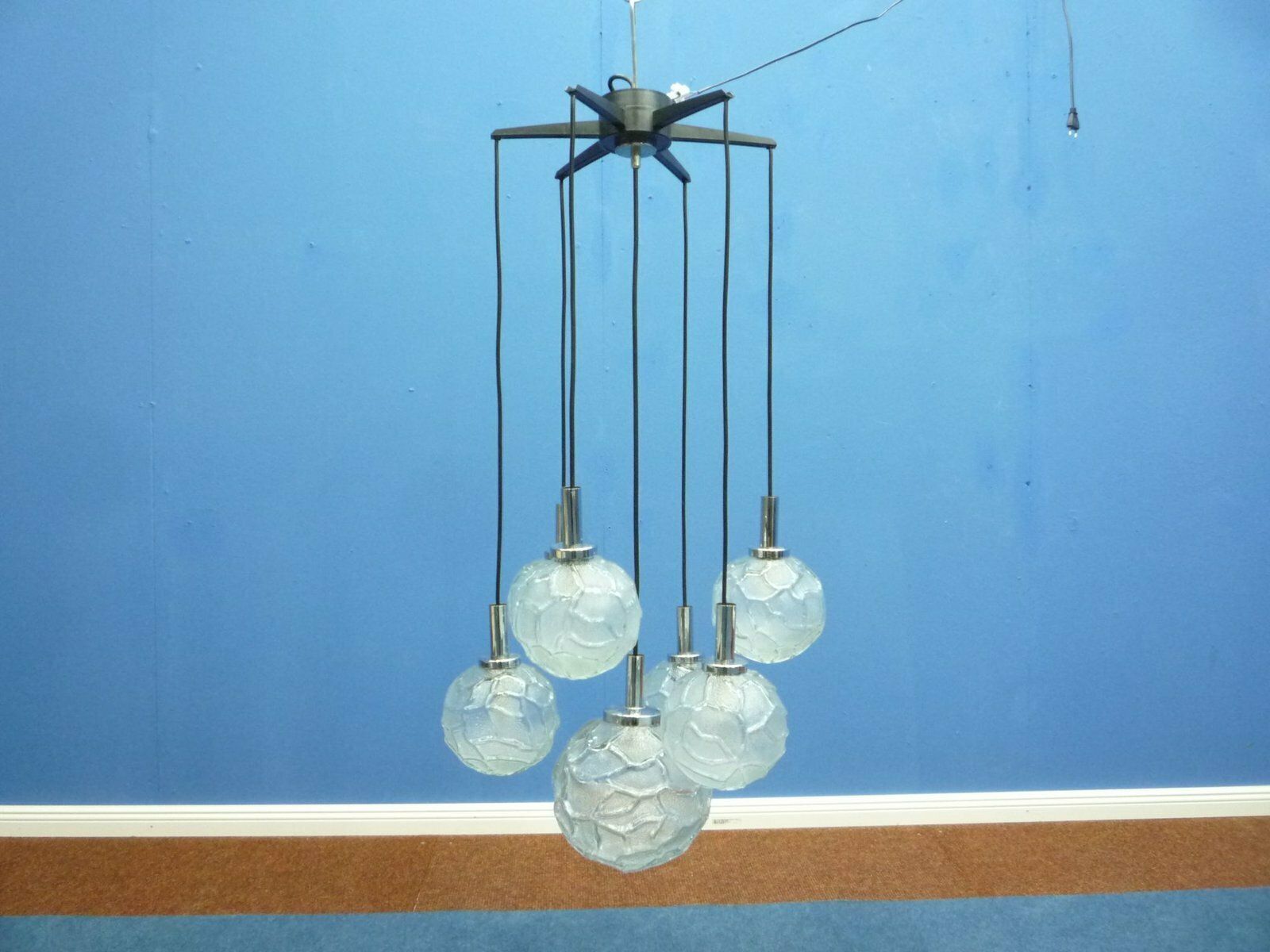 Cascade Ice Glass Pendant Lamp From Doria, 1960s