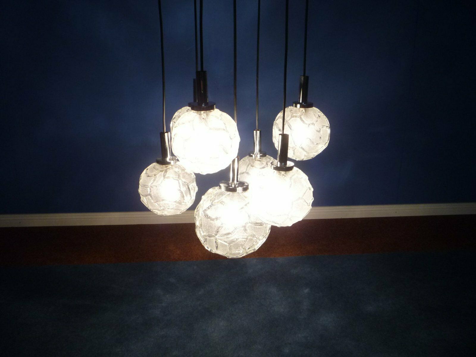 Cascade Ice Glass Pendant Lamp From Doria, 1960s photo vinterior