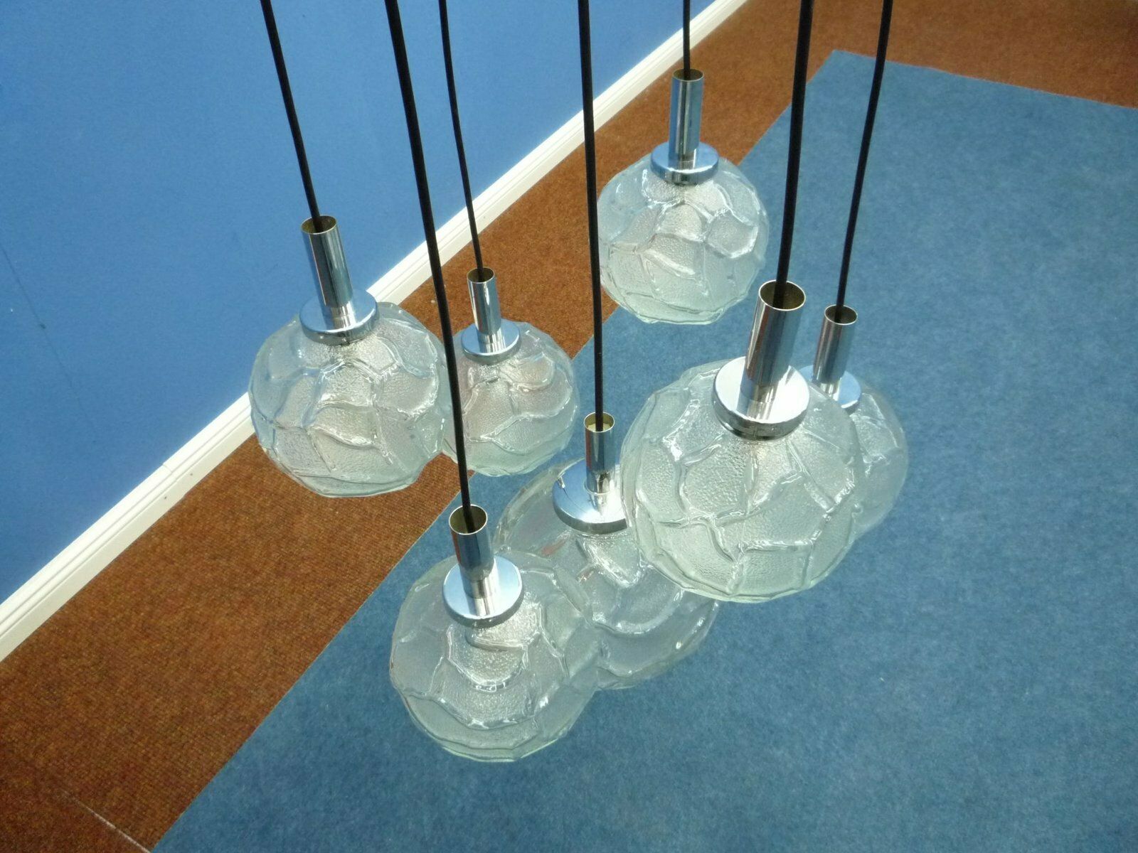 Cascade Ice Glass Pendant Lamp From Doria, 1960s photo buy