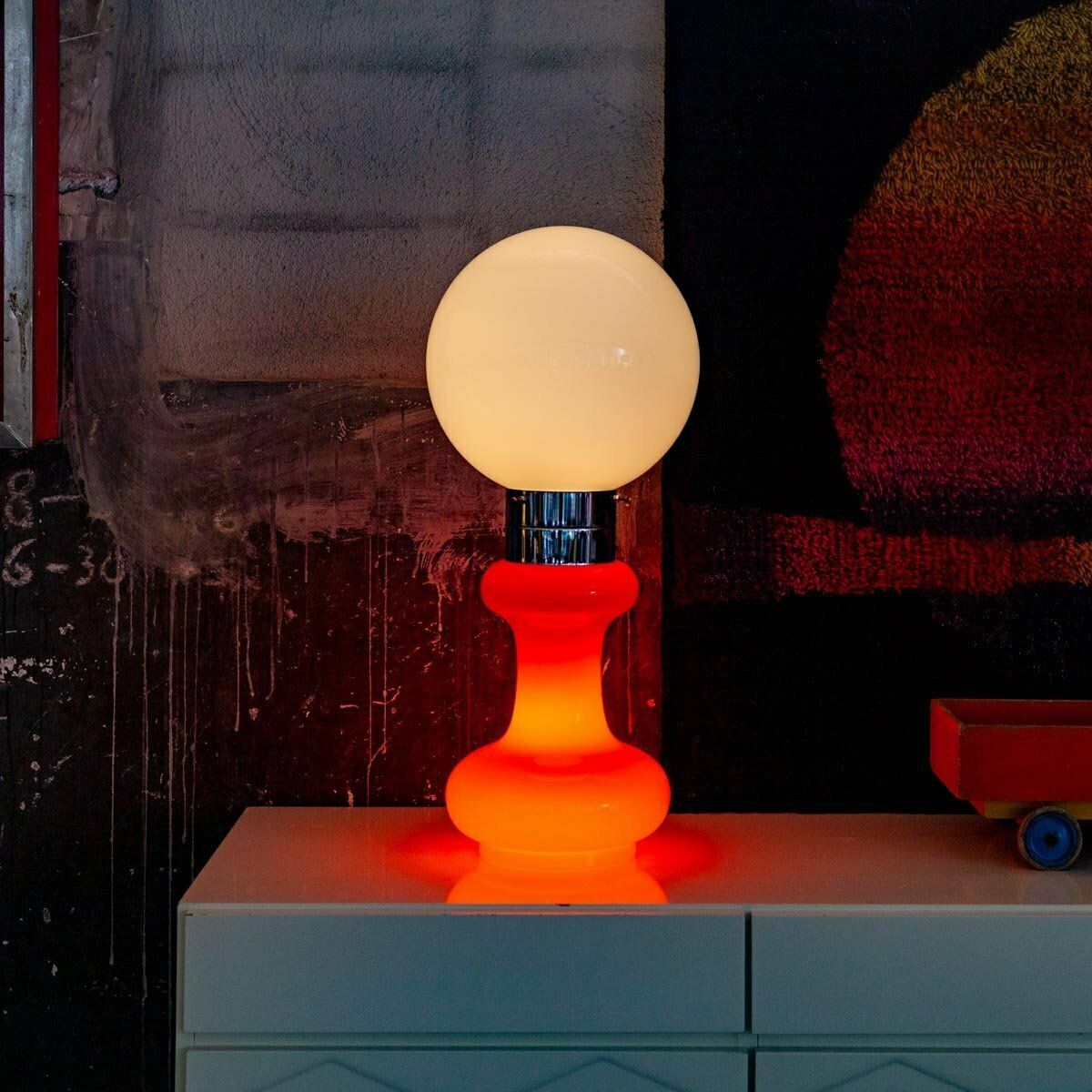 Birillo Red Floor Or Table Lamp By Carlo Nason For A.V Mazzega, Italy 1960 photo Lighting