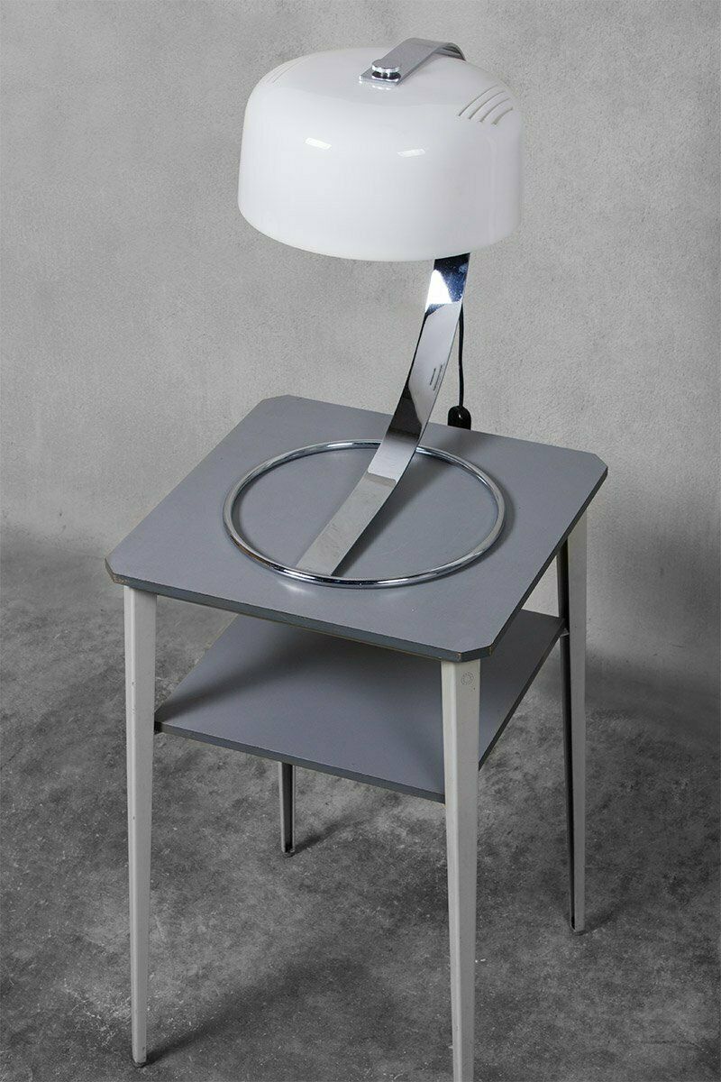 Tropic Chrome Plated Steel And White Acrylic Desk Lamp Made By Raak, 1970s photo furniture