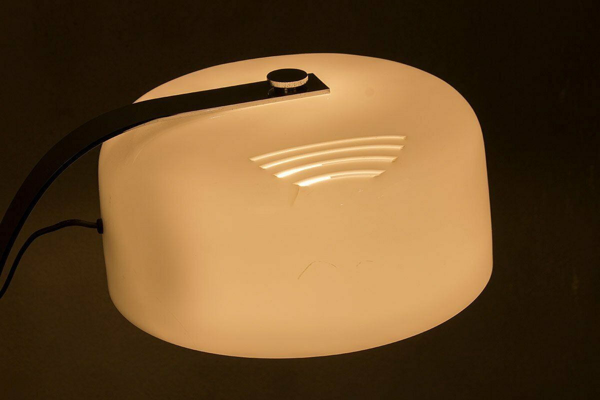 Tropic Chrome Plated Steel And White Acrylic Desk Lamp Made By Raak, 1970s photo Lighting
