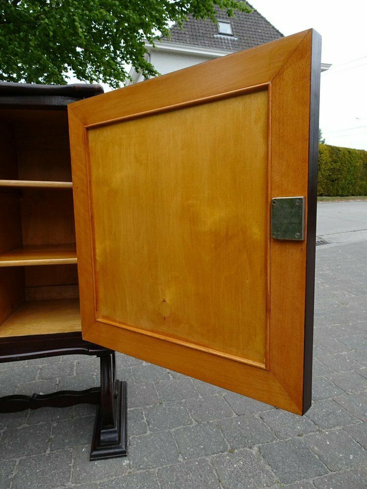 Italian Two Tone Mahogany Lyre Cabinet In The Style Of Borsani photo buy