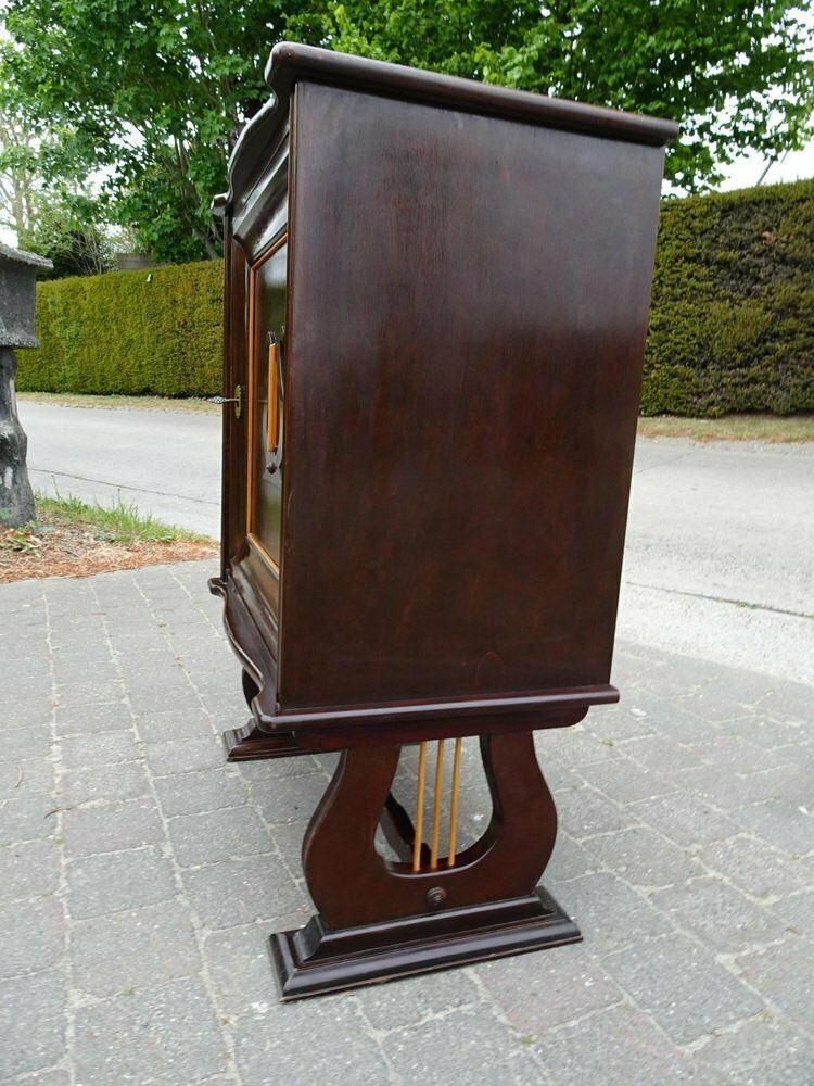 photo for sale Italian Two Tone Mahogany Lyre Cabinet In The Style Of Borsani