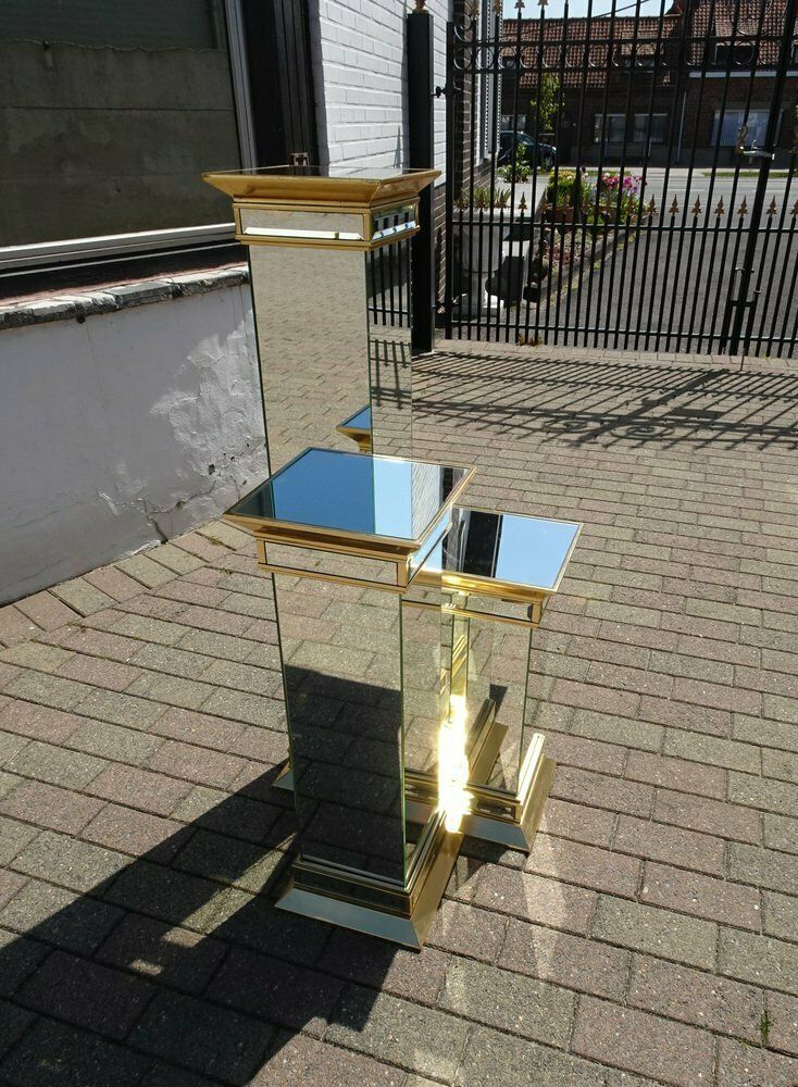Mid Century Hollywood Regency Mirrored Columns From Deknudt Belgium, Set Of 3 photo vinterior