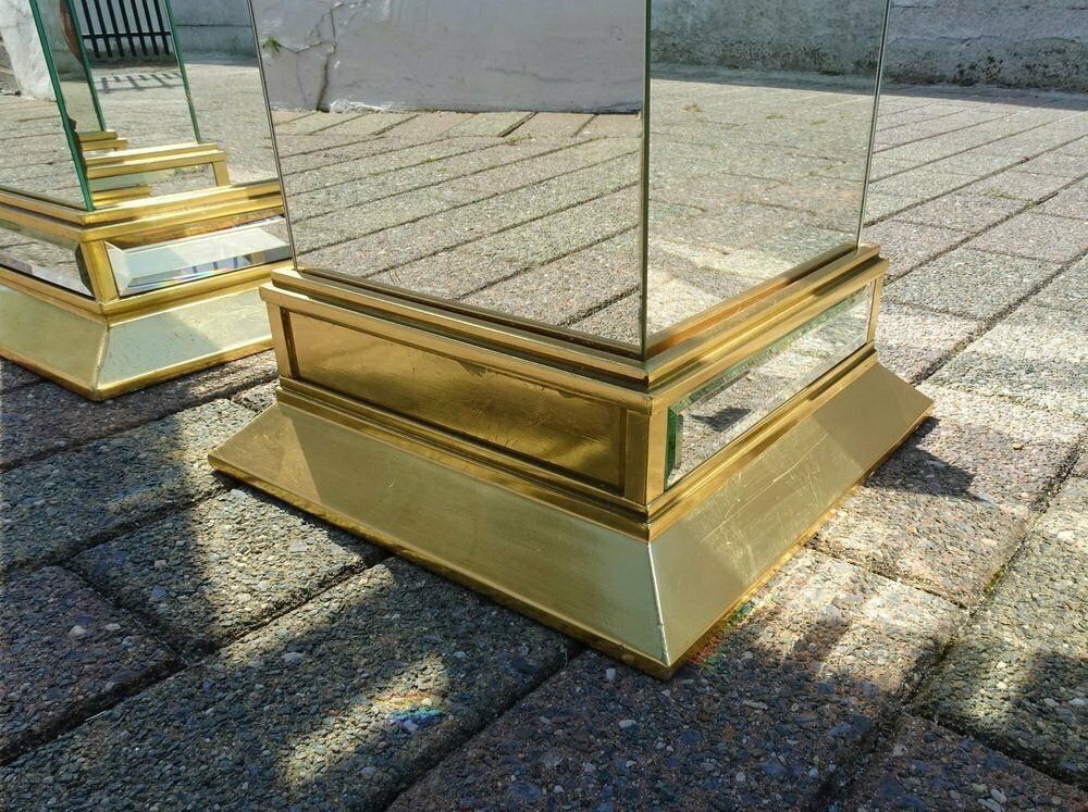 photo vintage Mid Century Hollywood Regency Mirrored Columns From Deknudt Belgium, Set Of 3