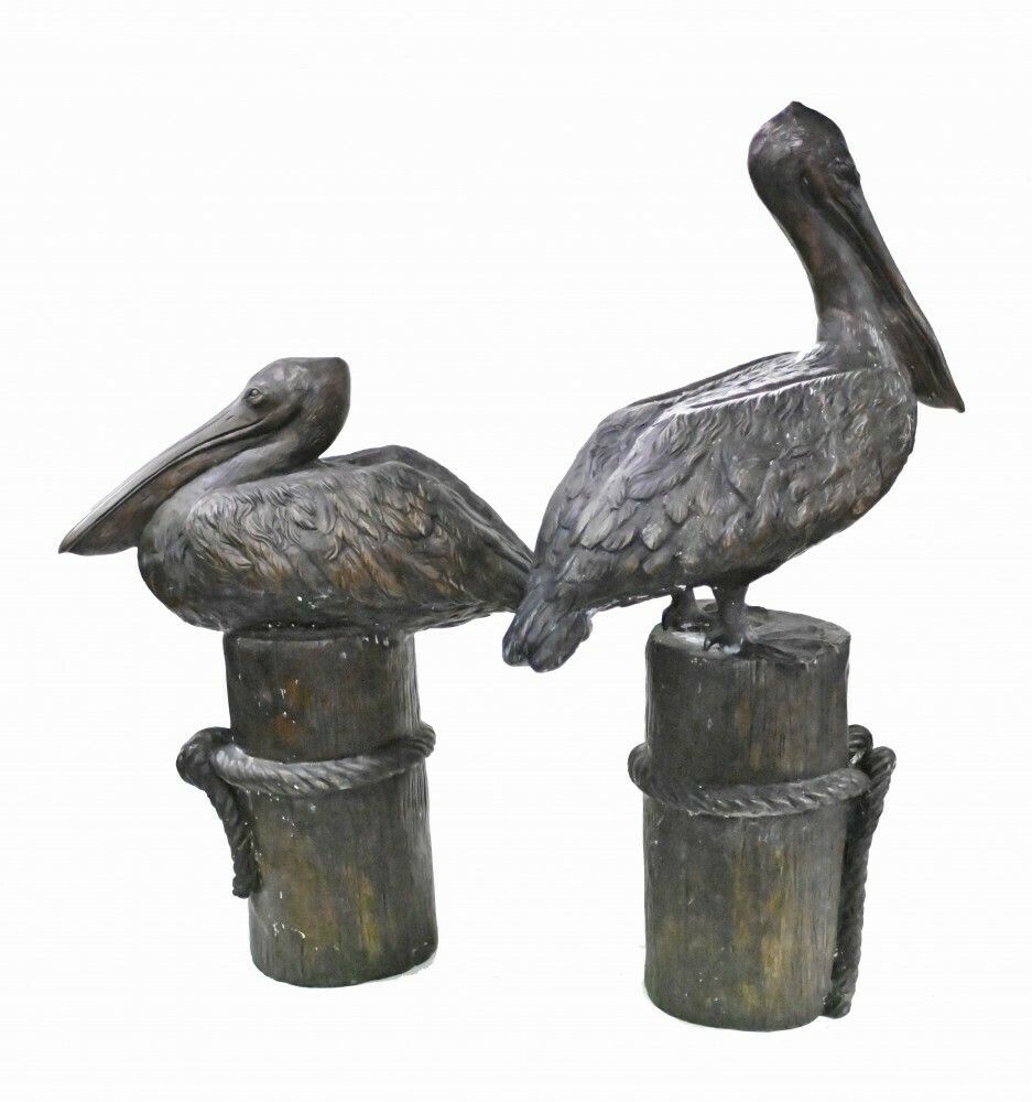 Pair Bronze Pelicans   Large Pacific California Sea Bird Statues
