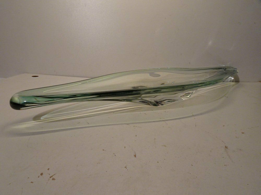 Large Mid Century Green Crystal Centerpiece By Rene Delvenne For Val Saint Lambert photo vinterior
