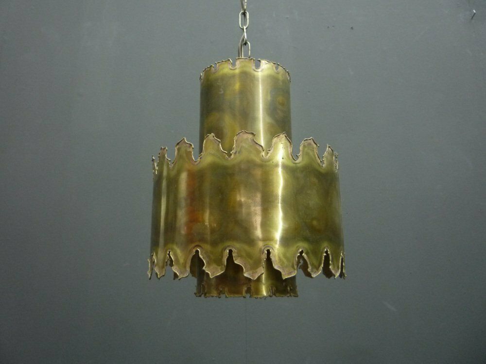 Brutalist Brass Pendant Lamp By Svend Aage Holm Sørensen For Holm Sørensen & Co, 1960s