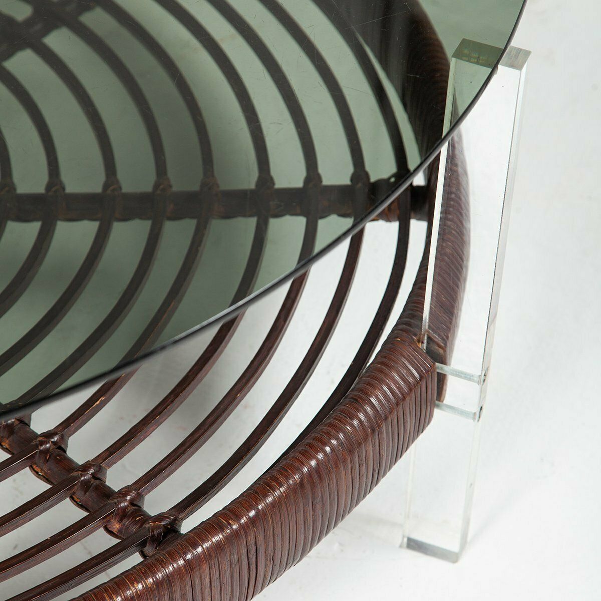 Rattan Glass Acrylic Glass Coffee Table From T Spectrum, 1970s photo Furniture