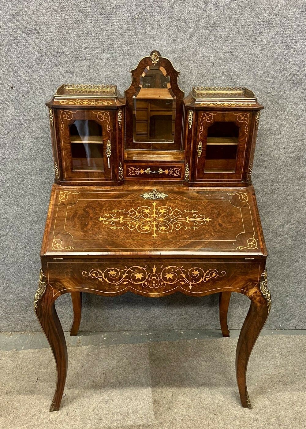 Victorian Walnut & Inlaid Bureau De Dame Desk photo furniture