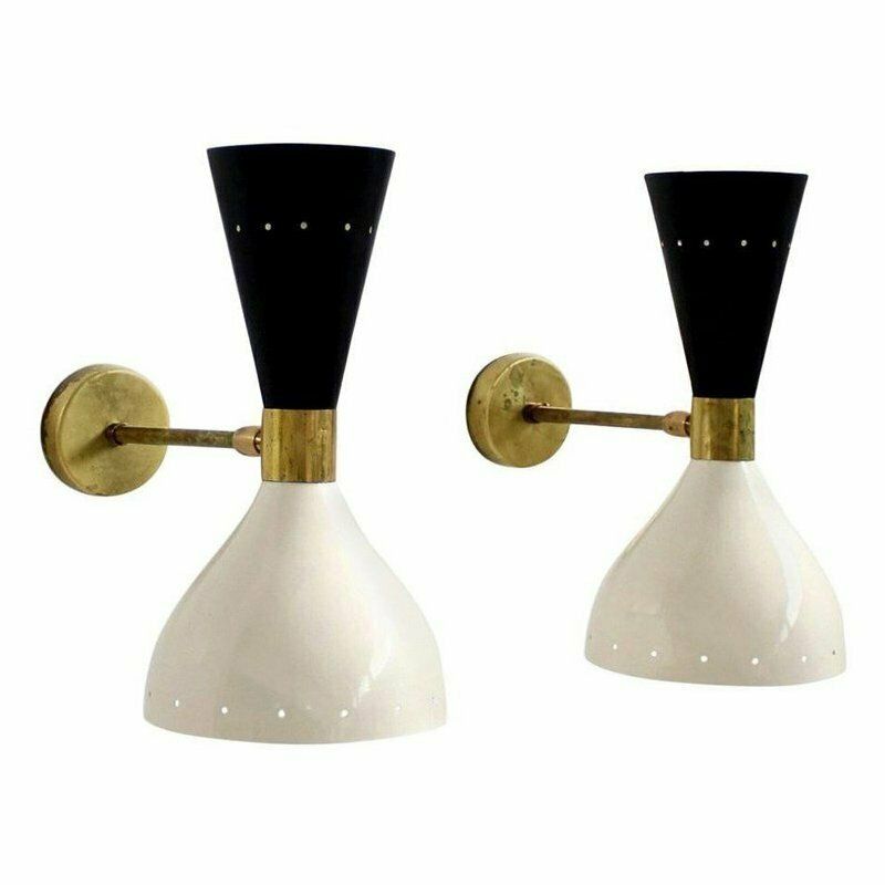 Italian Aluminum And Brass Sconces, 1950s, Set Of 2