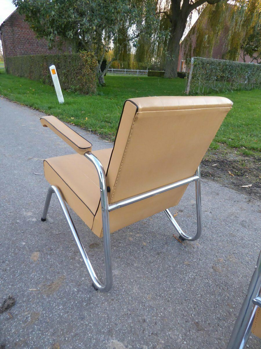 photo for sale Vintage Tubular Steel Armchairs, 1950s, Set Of 2
