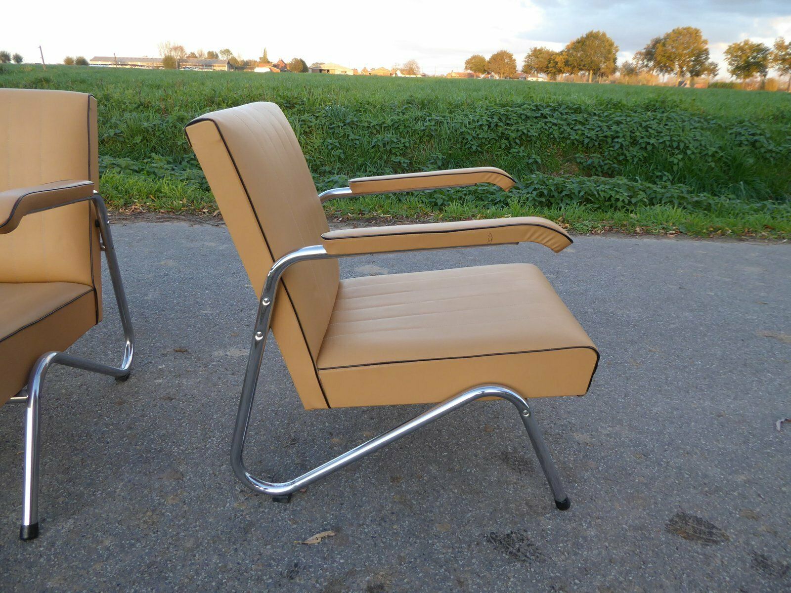 photo buy Vintage Tubular Steel Armchairs, 1950s, Set Of 2