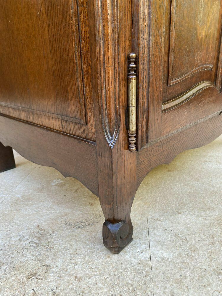 Mid Century French Walnut Side Table With One Drawer And Double Door, 1950s photo vintage