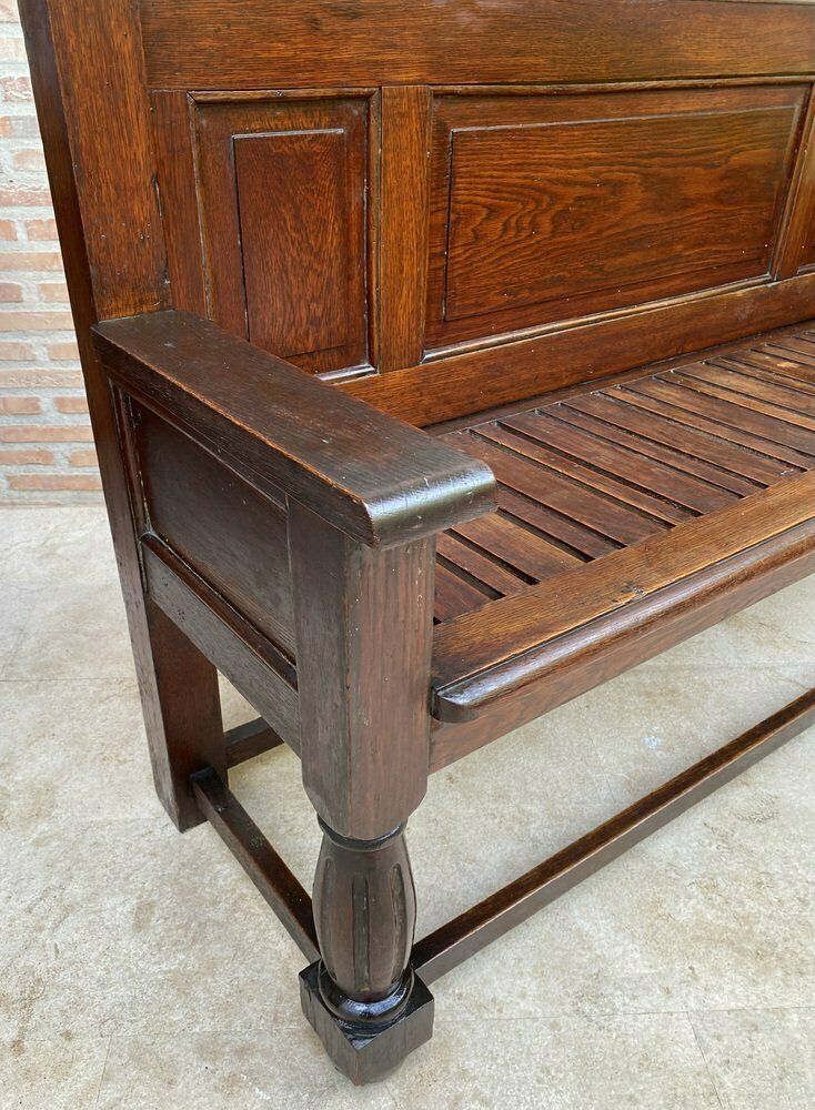 photo furniture Large Early 20th Century French Bench In Oak With Long Seat, 1940s