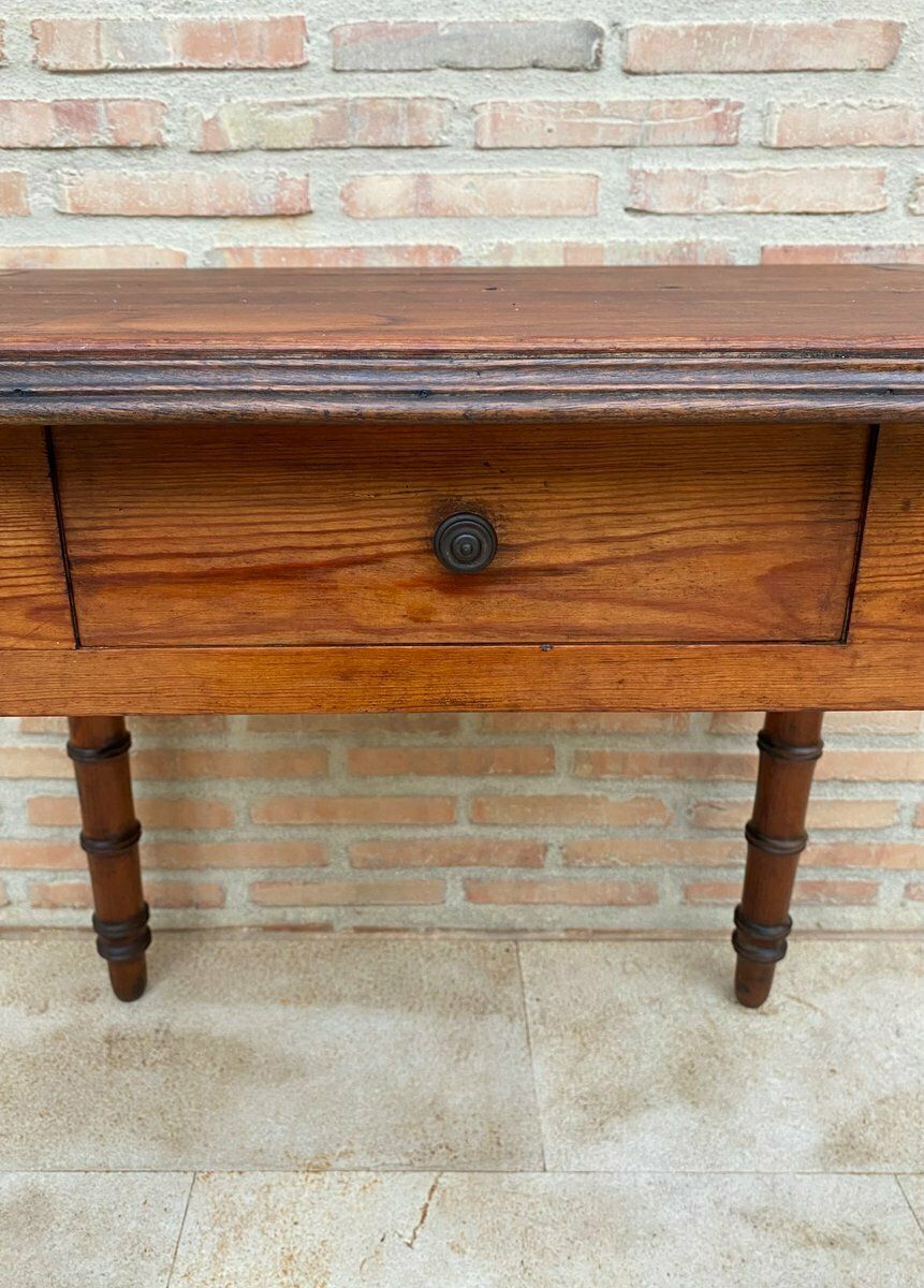 Early 20th Century French Oak Worktable With One Drawer, 1920s photo vintage