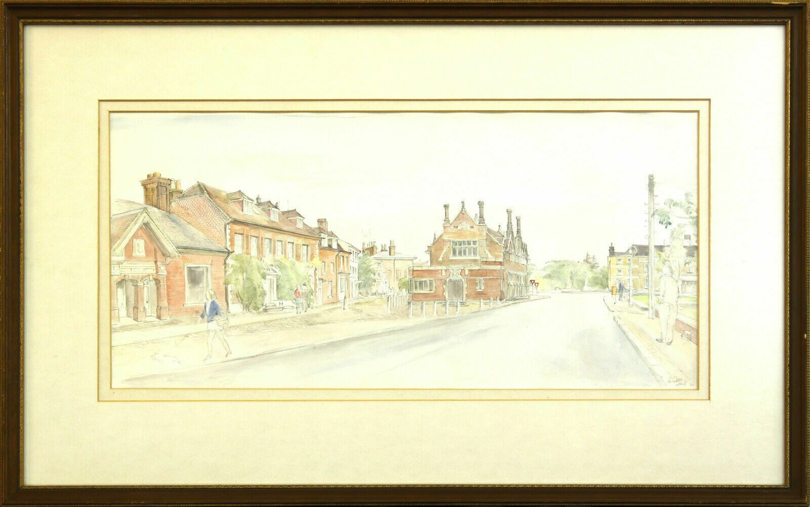 Watercolour By Harold Sheild. Titled "Leighton Street Looking Towards Town Hall"