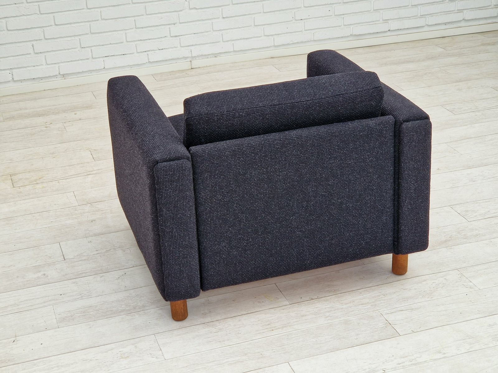 1970s, Danish Design By H.J. Wegner, Reupholstered Armchair, Model Ge300. photo vintage