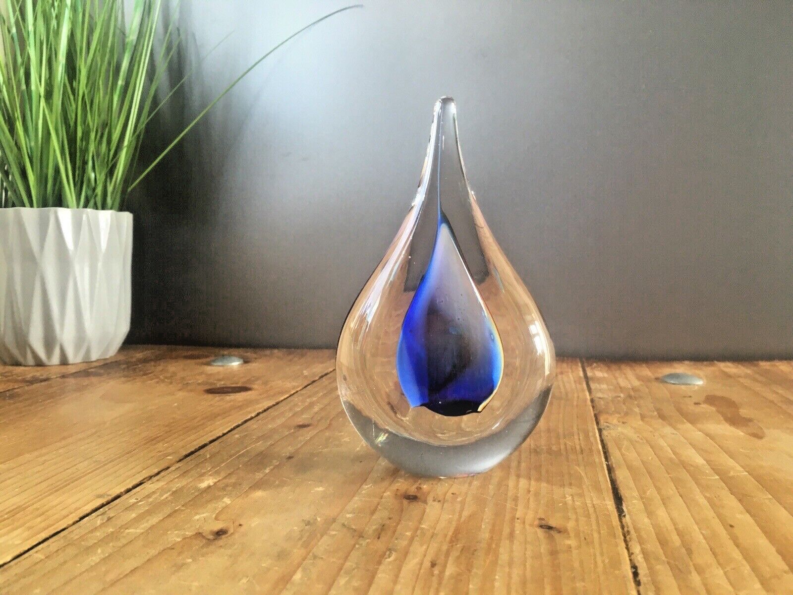 Lovely Signed Polish Marian Pyrcak Sommerso Style Teardrop Sculpture Paperweight photo furniture