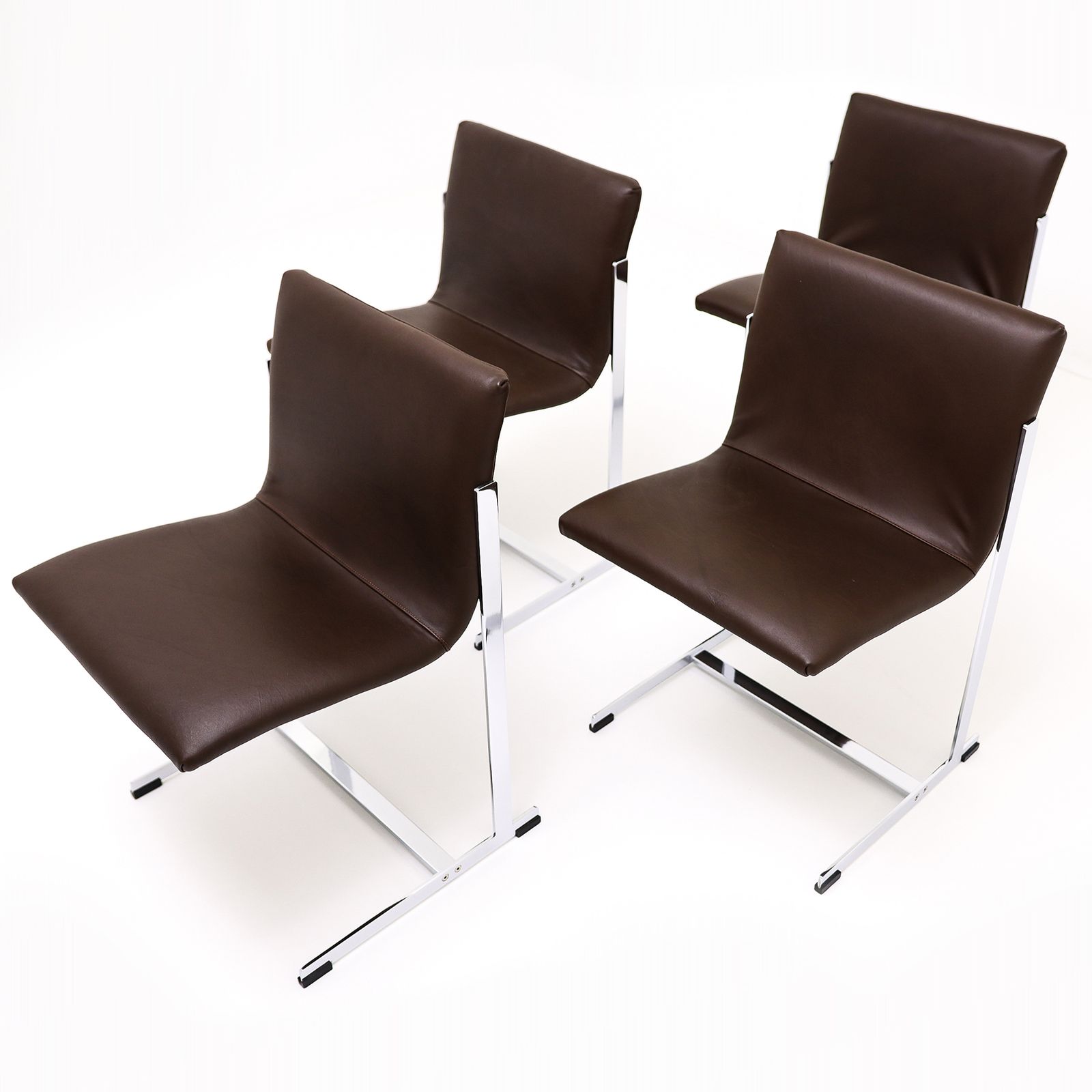 photo for sale Vintage Circular Dining Table And Matching Leather Chairs By Richard Young For Merrow Associates