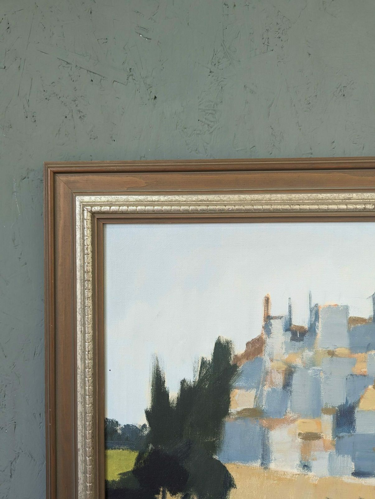 Stig Wernheden, Swedish Mid Century Cityscape Oil Painting, City Stroll, Framed photo 853.0