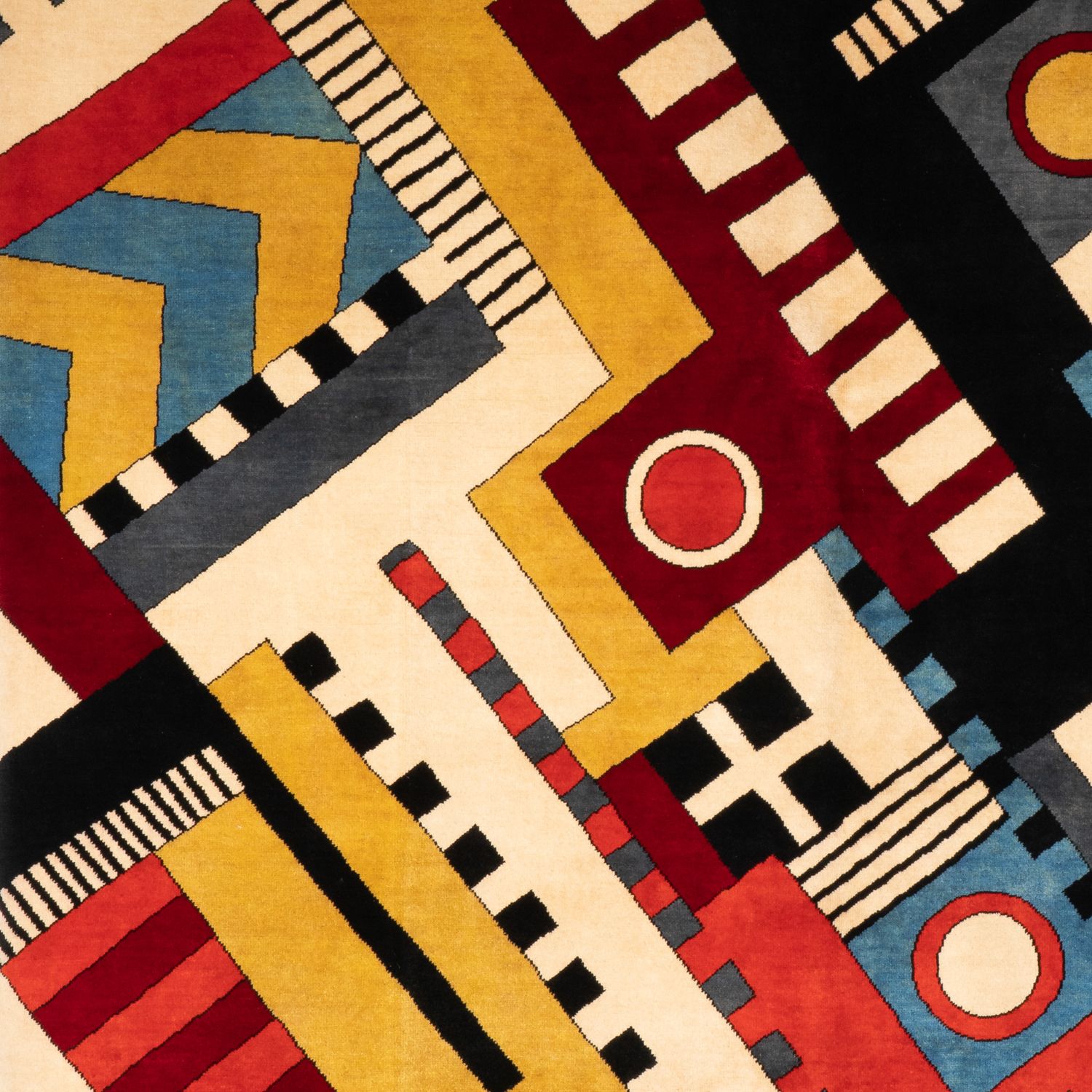 Tapestry	With Geometric Patterns And Wool.