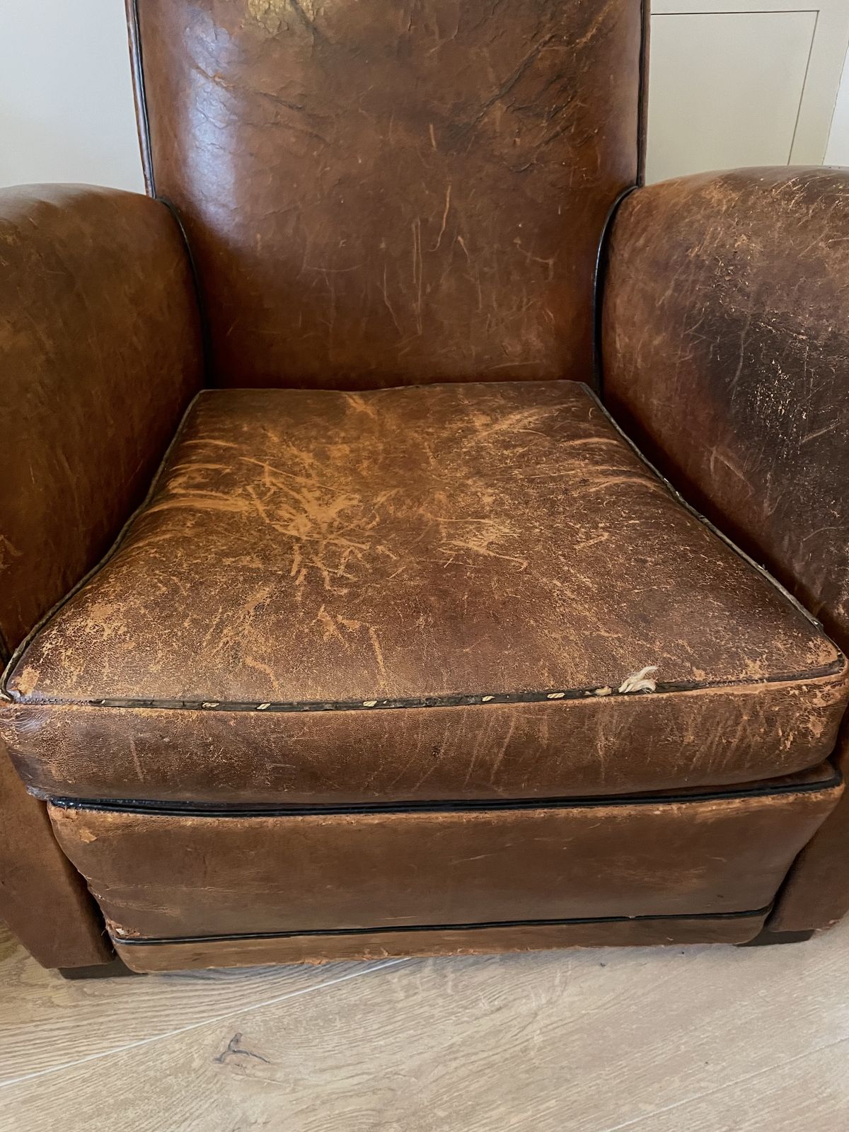Pair Of 1950s Leather Club Chairs   Original Condition photo vintage