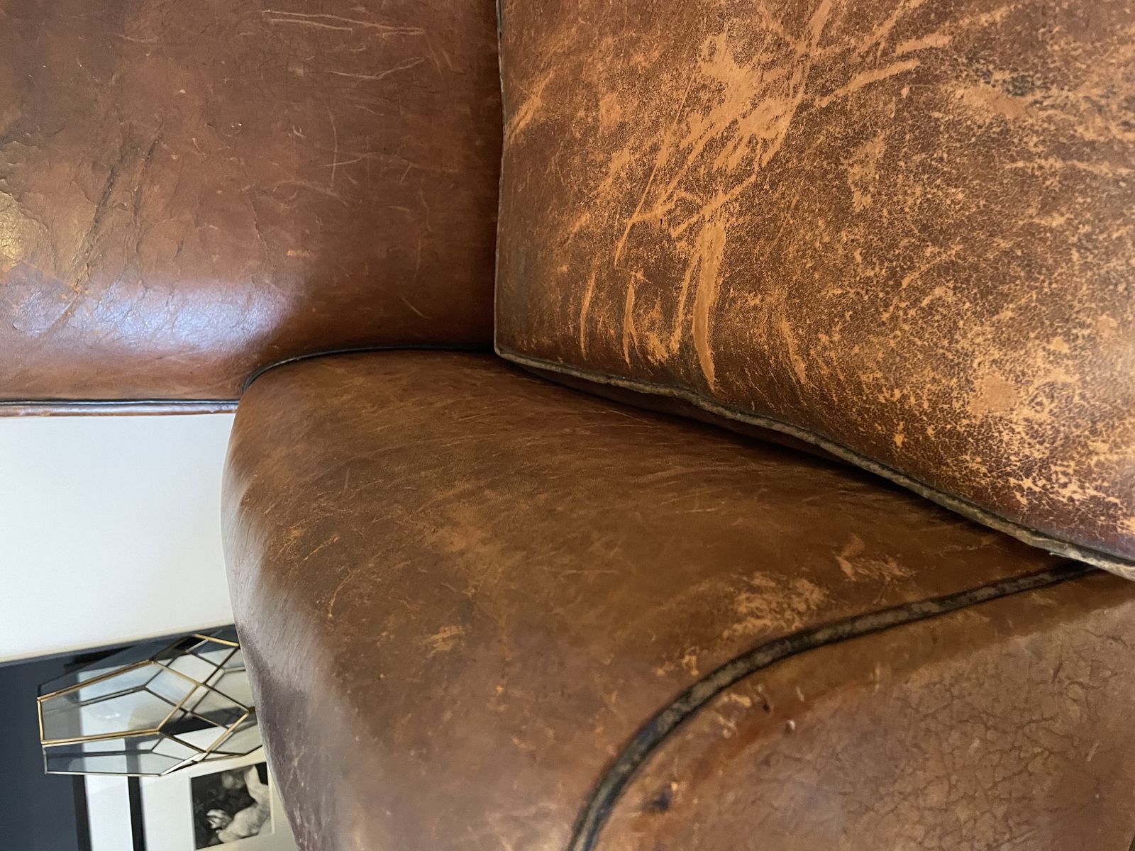 photo vintage Pair Of 1950s Leather Club Chairs   Original Condition