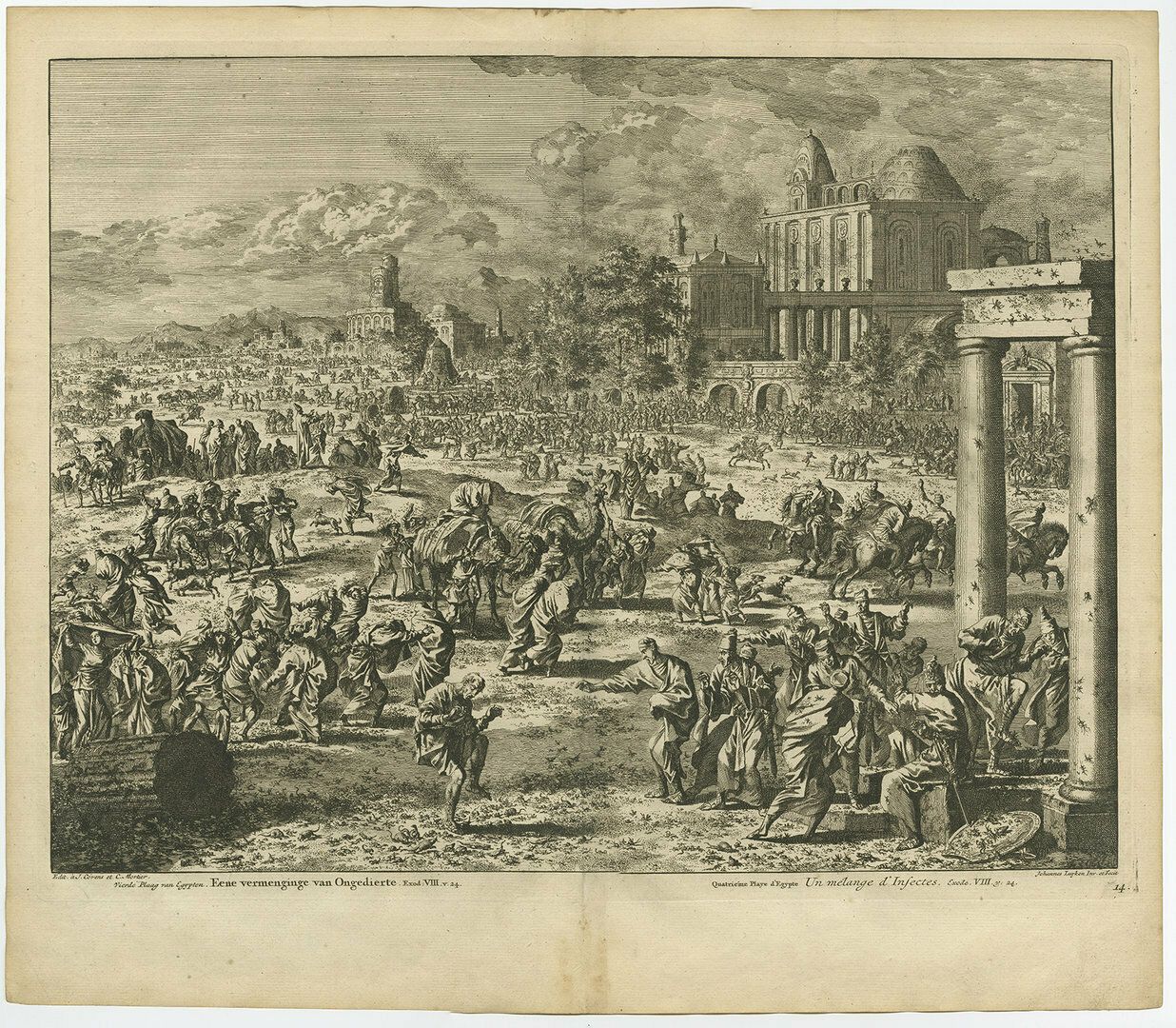 Antique Bible Print Of The Fourth Plague Of Egypt