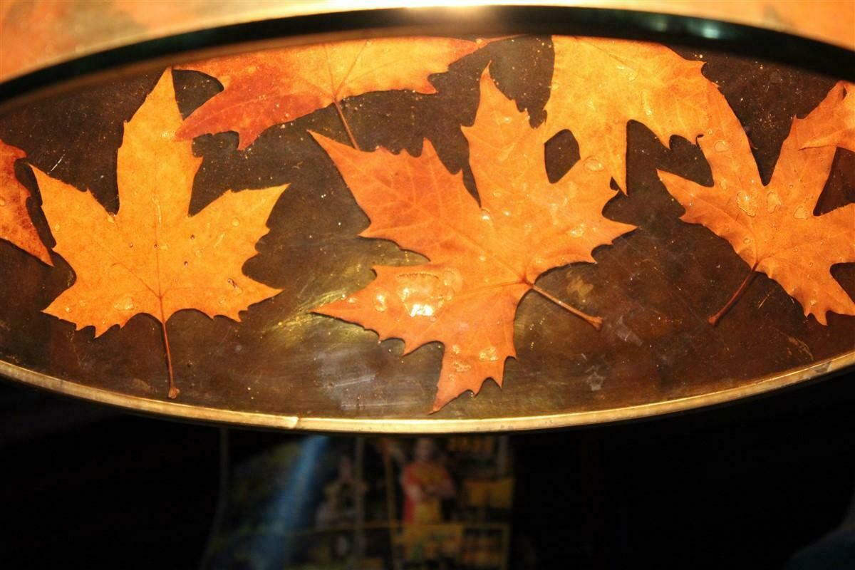 photo buy Italian Dome Chandelier In Resin With Plane Leaves Design 1970 Brass