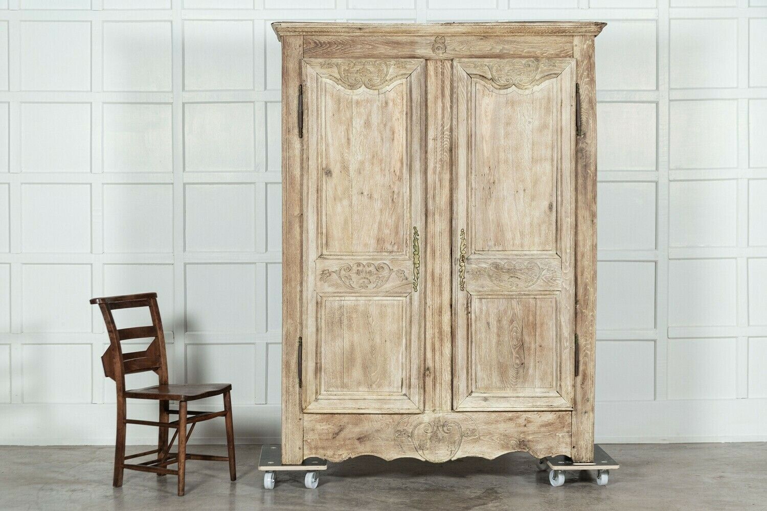 Large 19thc French Provincial Bleached Oak Armoire photo Furniture