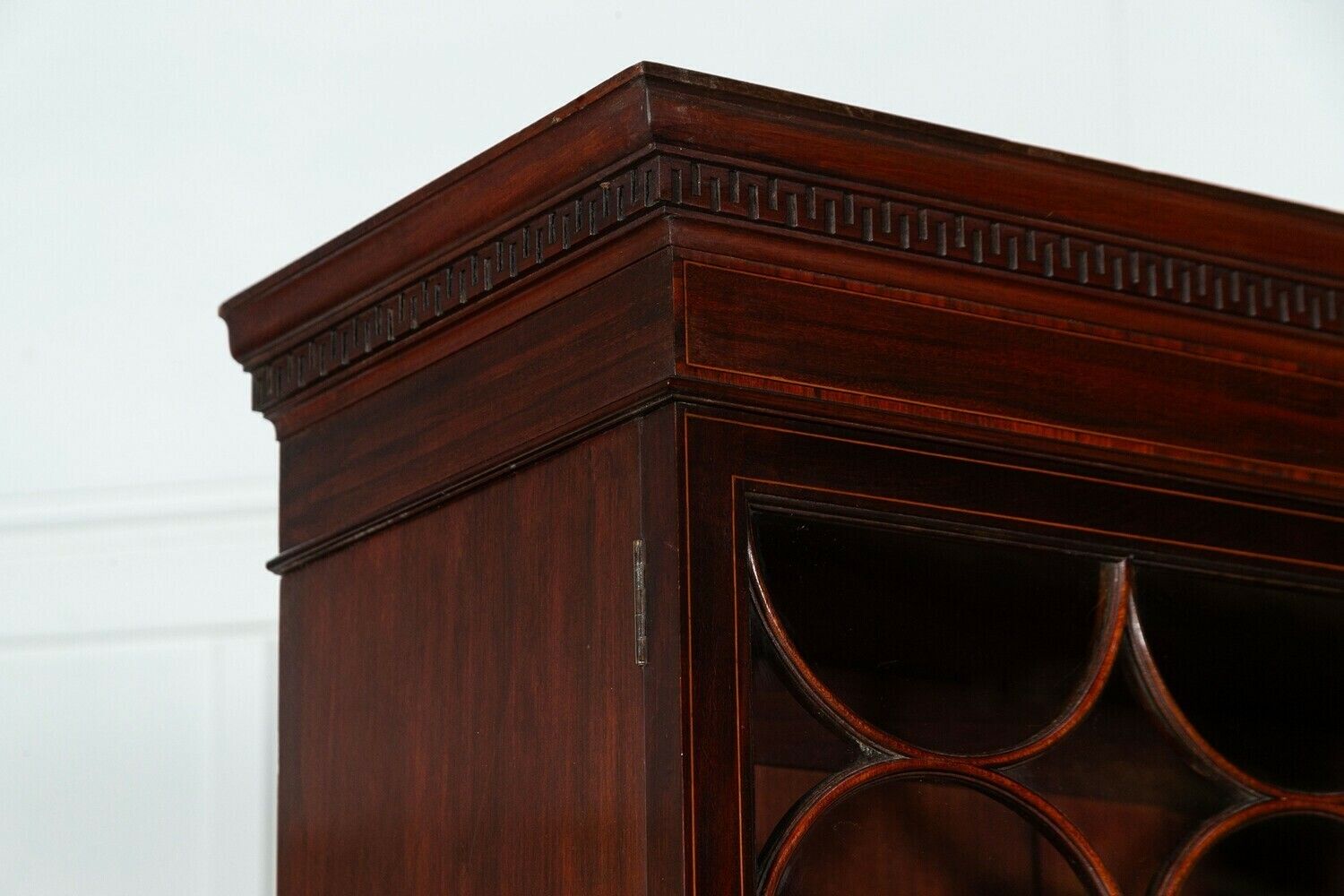 Furniture George III 18thc Mahogany Glazed Twin Library Bookcase Cabinet photo