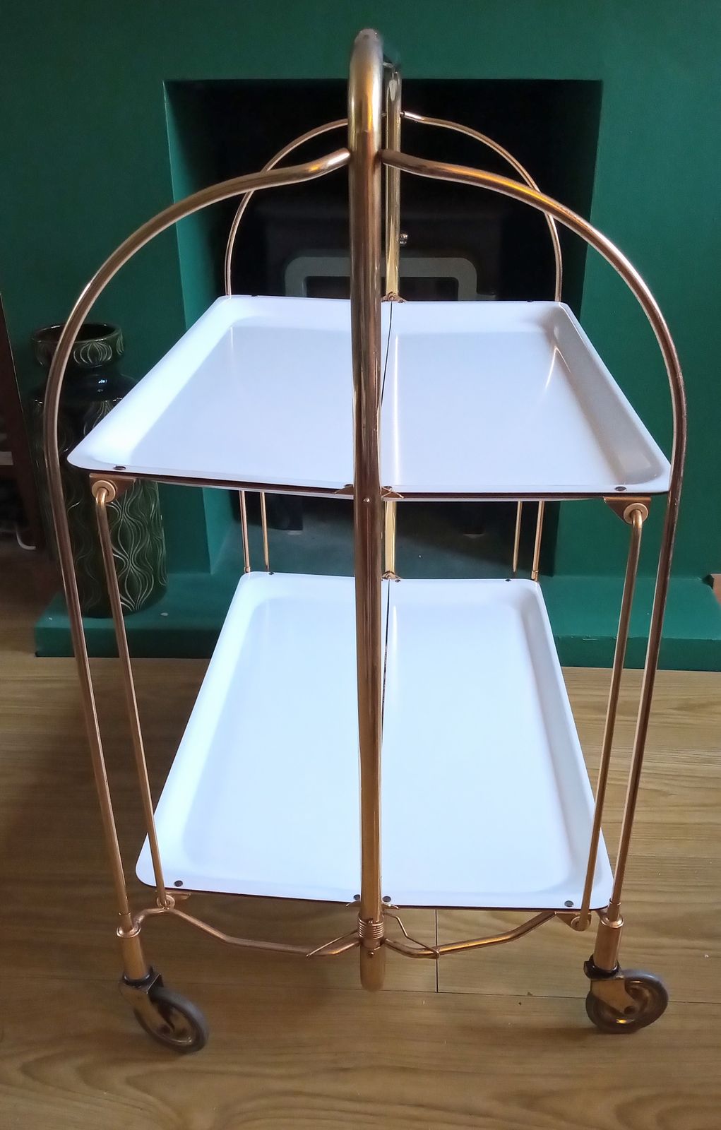 1960s Dinett German Folding Brass Drinks Trolley By Gerlinol photo Furniture