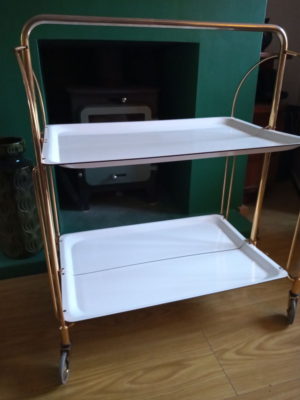 1960s Dinett German Folding Brass Drinks Trolley By Gerlinol photo furniture