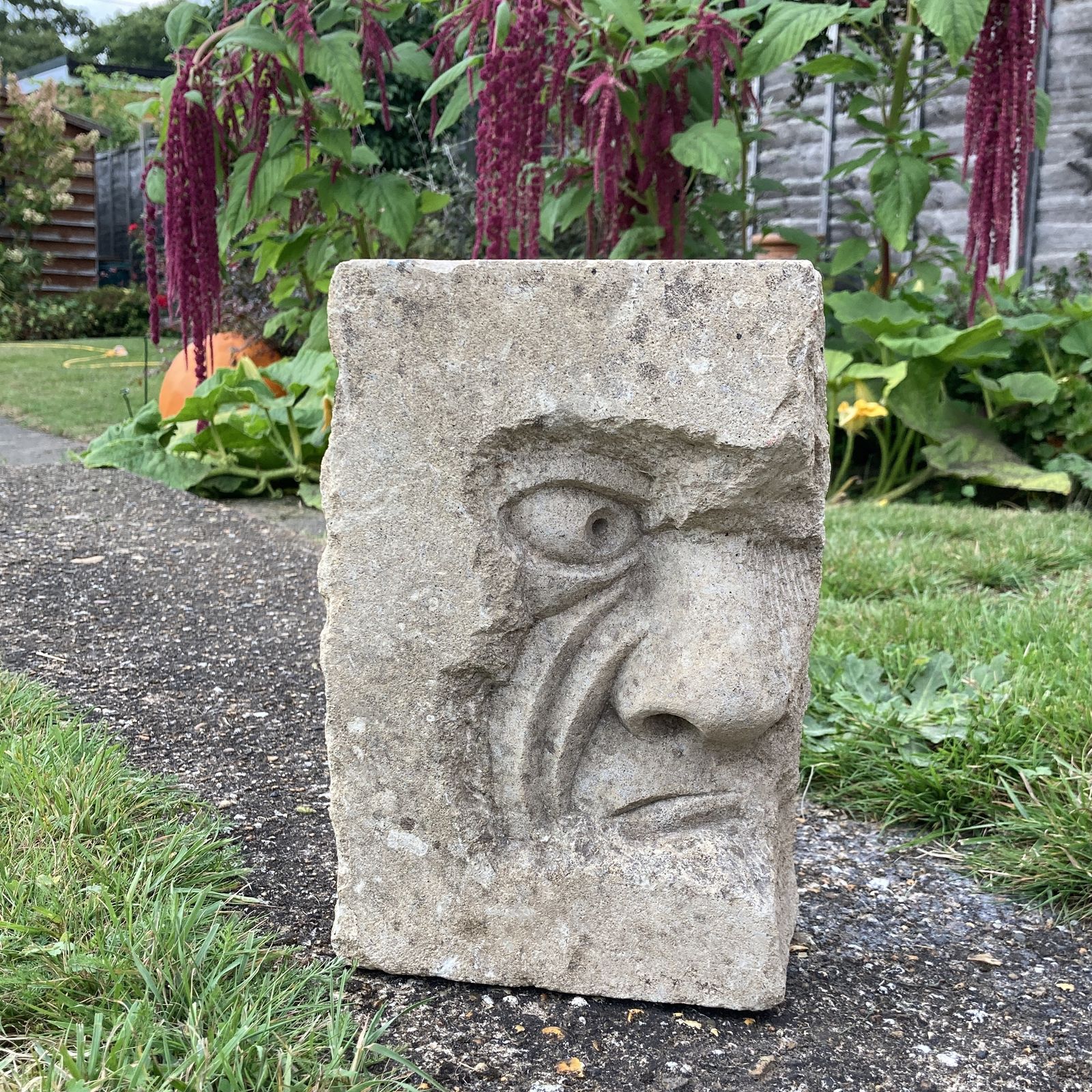 Well Carved Stone Face, Circa 1940