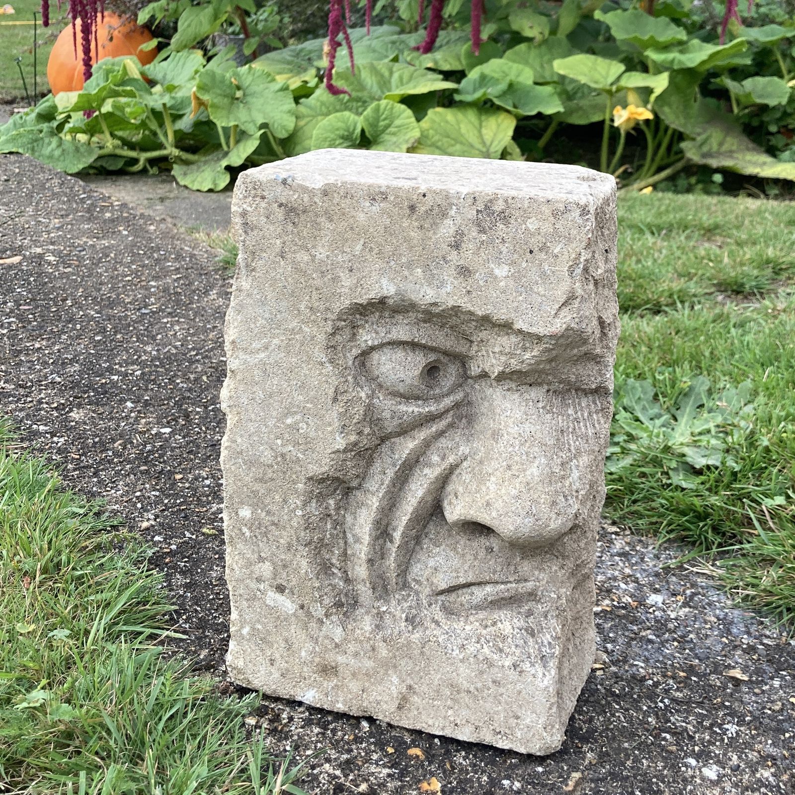 Well Carved Stone Face, Circa 1940 photo furniture