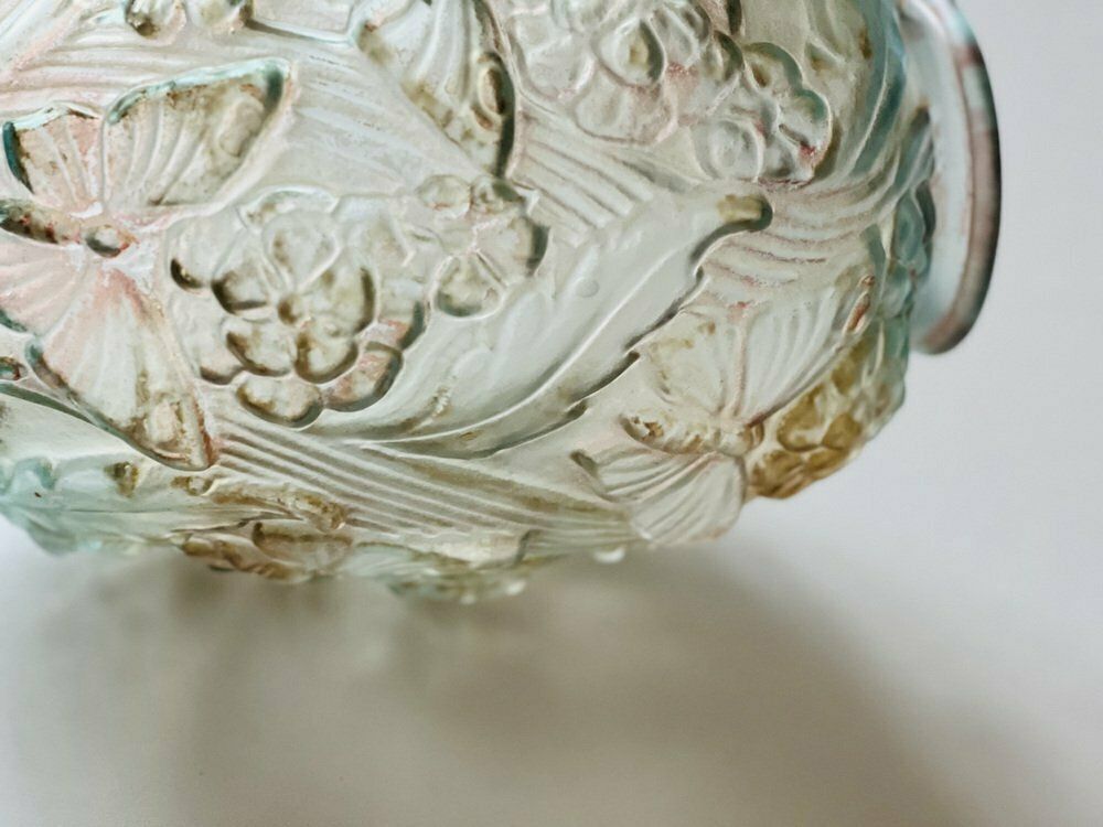 photo furniture Large Art Deco Satin Pressed Glass Vase, 1930s