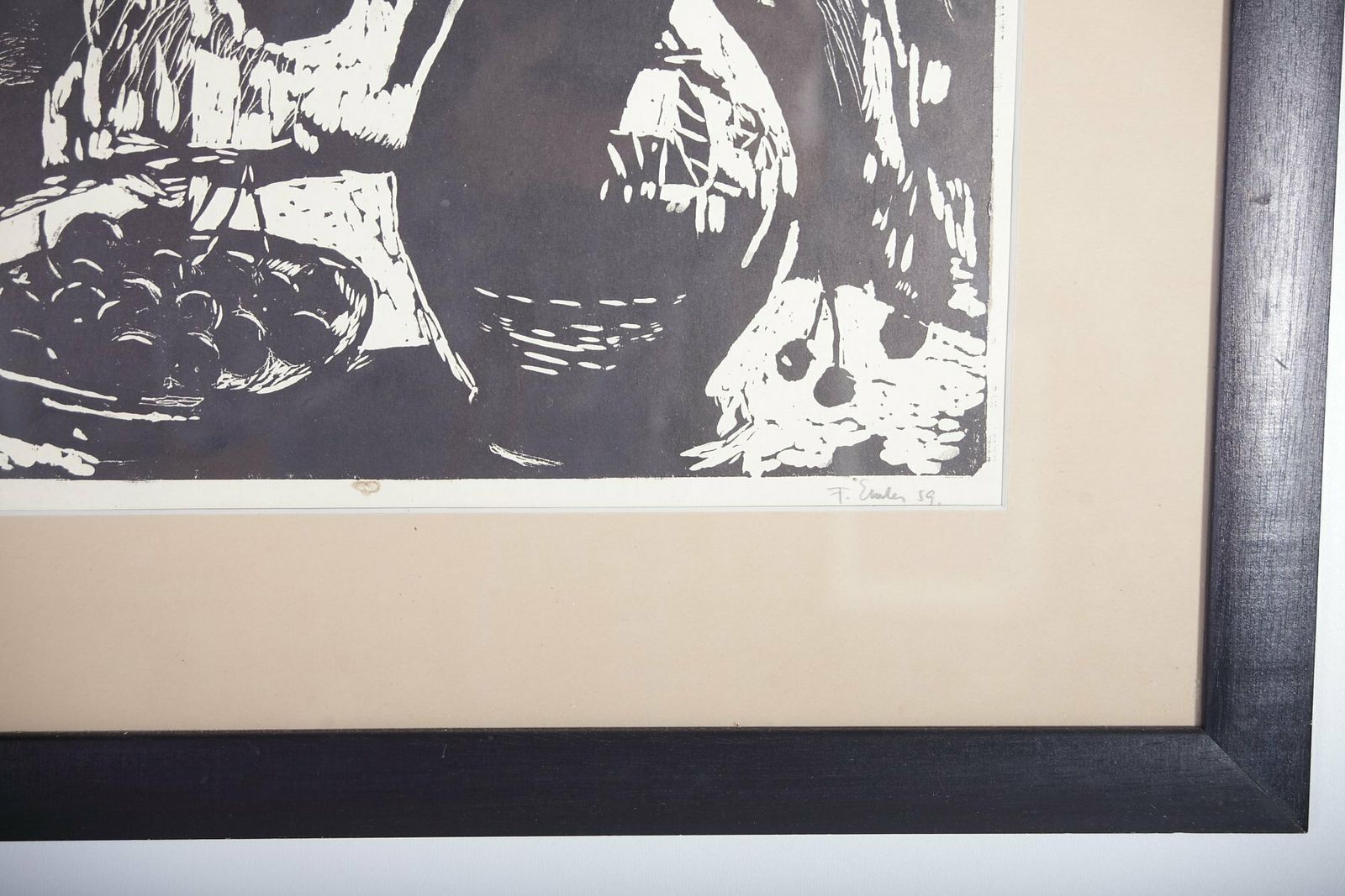 Frantisek Emler, Nude Morning, Linocut On Paper, 1959, Framed photo 370.0