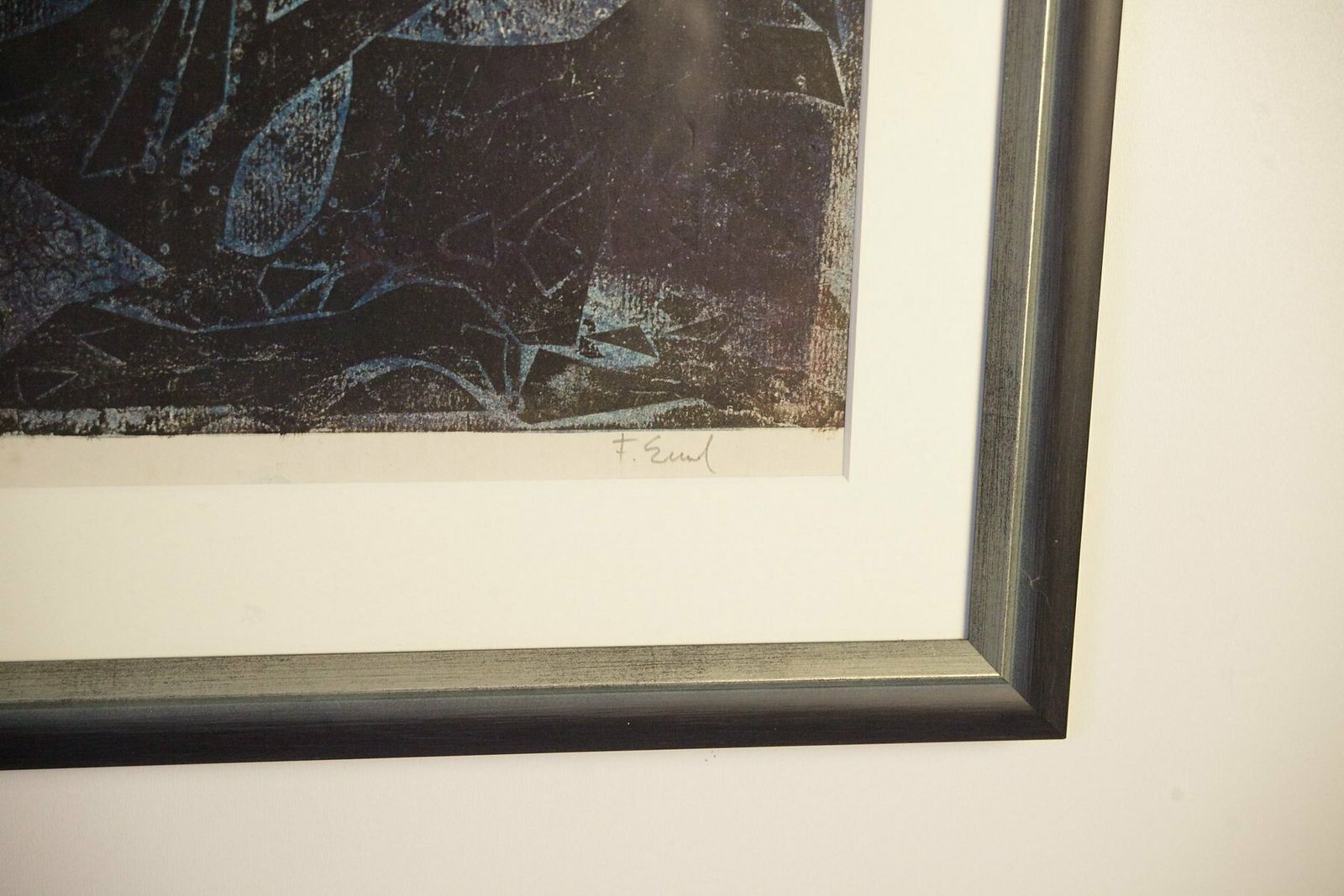 Frantisek Emler, Lovers In Moonlight, Oil On Paper, 1965, Framed photo vintage