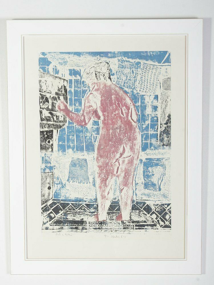 Frantisek Emler, Nude Woman In Bathroom, 1964, Oil On Paper