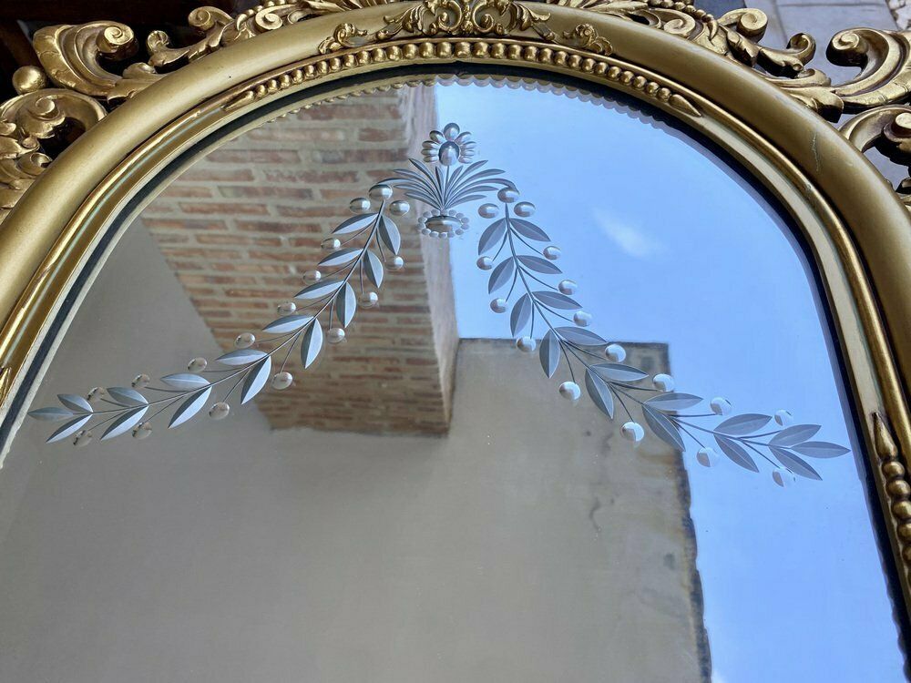 Large Antique French Monumental Gold Leaf Gilt Mirror, 1890 photo for sale