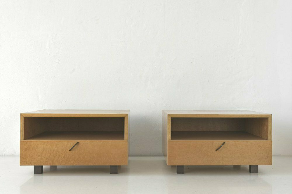 Furniture Large Side Tables In Bird`s Eye Maple By Giovanni Offredi For Saporiti Italia, Italy, 1975, Set Of 2 photo