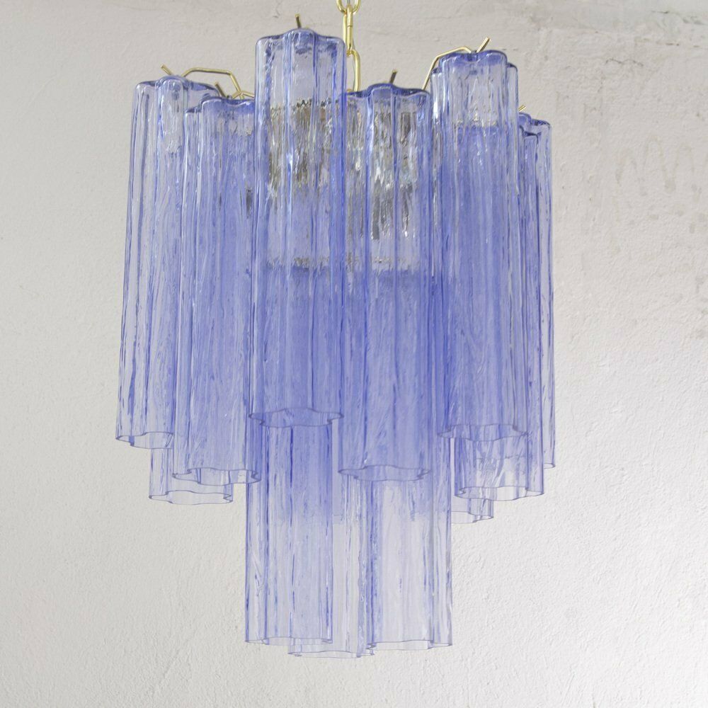 Chandelier With Blue Purple Murano Glass Cylinders, Italy, 1990s photo 986.0