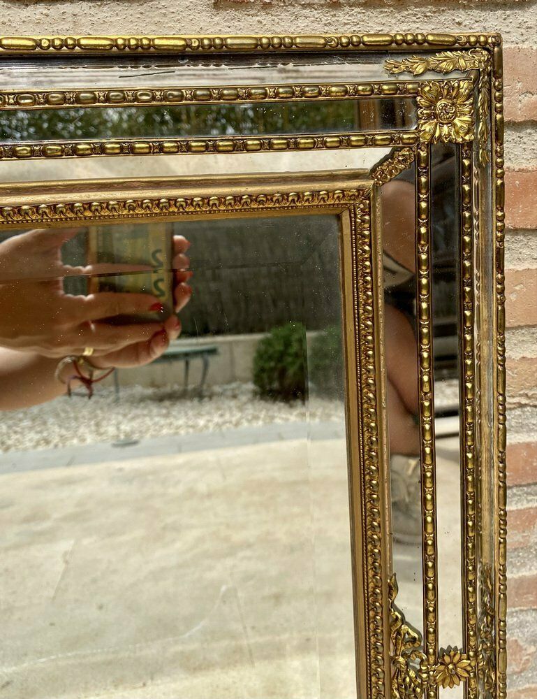 photo furniture French Directoire Gilded Carved Wood Wall Mirror, 1940s