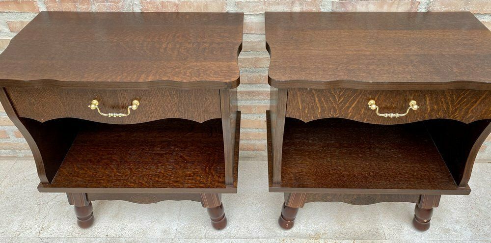 photo furniture Mid Century Wood Nightstands With Drawers, 1960s, Set Of 2